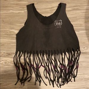 Vintage cropped fringe Harley Davidson top.